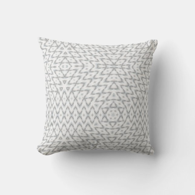 Monochrome gray and white geometric throw pillow (Front)