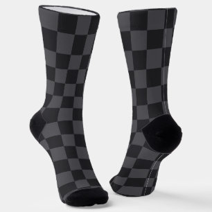 Monochrome Gray Black Croatian Checkered Pattern Socks