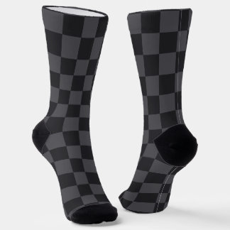 Monochrome Gray Black Croatian Checkered Pattern Socks