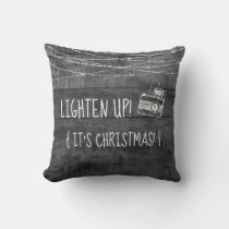 Monochrome Gray Camera Icon Lighten Up Christmas Throw Pillow