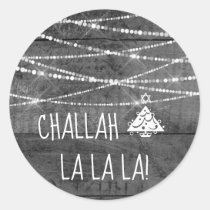 Monochrome Gray Challah La La La Chrismukkah Classic Round Sticker