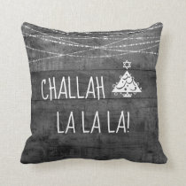 Monochrome Gray  Challah La La La Chrismukkah Icon Throw Pillow