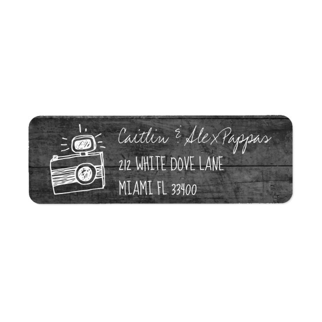 Monochrome Gray Hand-drawn Camera Icon Handwriting Label (Front)
