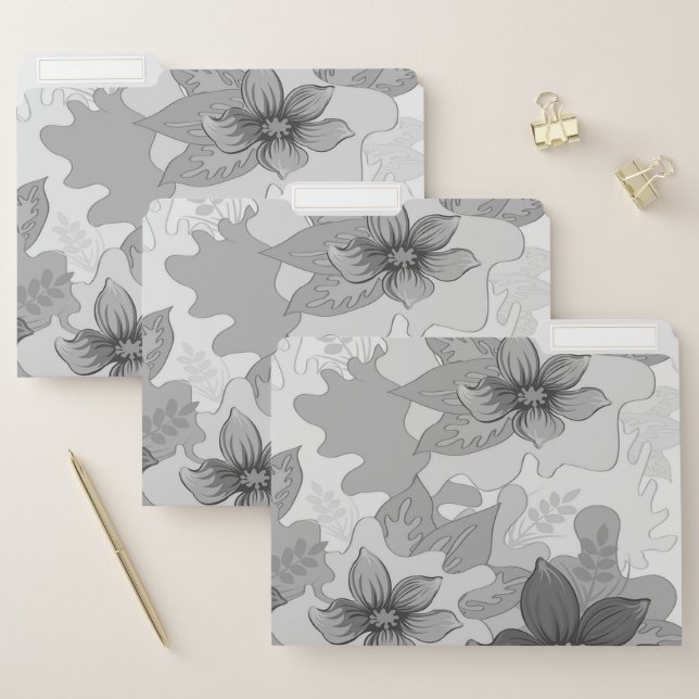 Monochrome Gray Hues Flowers  File Folder (Set)