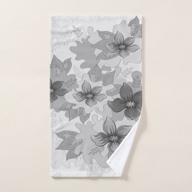 Monochrome Gray Hues Flowers  Hand Towel (Hand Towel)