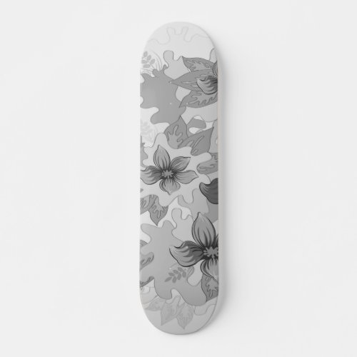 Monochrome Gray Hues Flowers  Skateboard