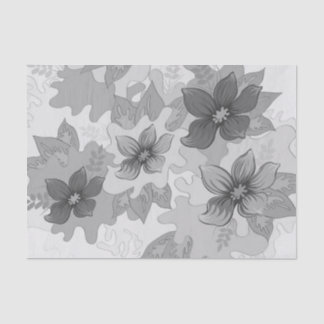 Monochrome Gray Hues Flowers  Tissue Paper