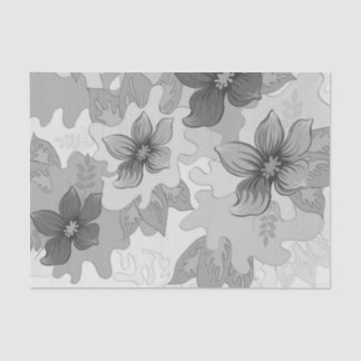 Monochrome Gray Hues Flowers  Tissue Paper