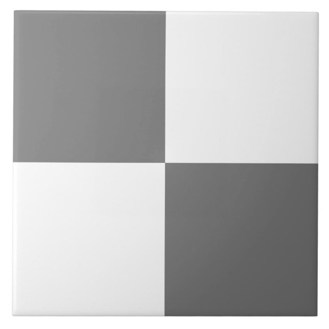 Monochrome Gray White Checkered Ceramic Tile (Front)