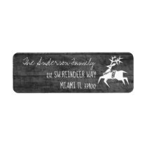 Monochrome Gray Wood Planks Reindeer Icon + Chalk Label