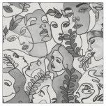 Monochrome Grayscale Faces repeat Fabric