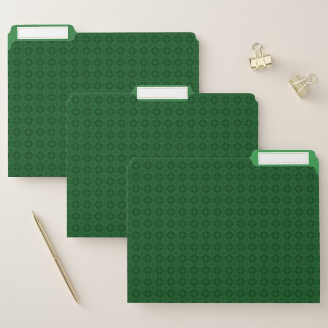 Monochrome green elegant geometric pattern. file folder (Set)