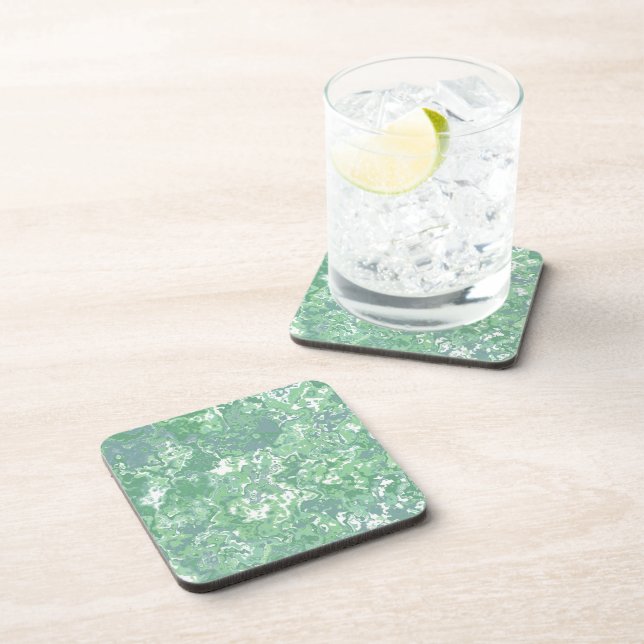 Monochrome Green Marble Beverage Coaster (Right Side)