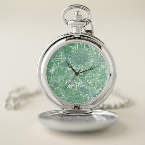 Monochrome Green Marble Pocket Watch