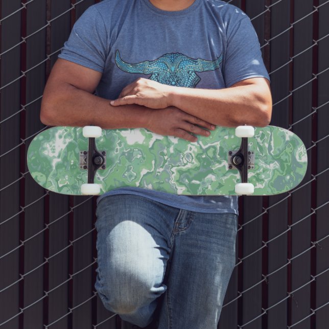 Monochrome Green Marble Skateboard (Outdoor 3)