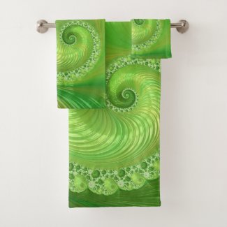 Monochrome Green Spiral Fractal
