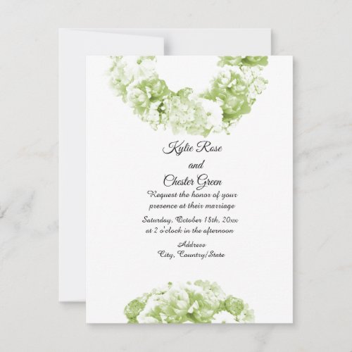 Monochrome Green Wreath Wedding Invitation