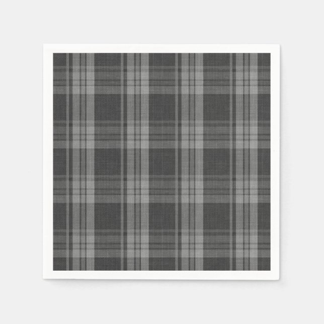 Monochrome grey Checkered Napkins (Front)