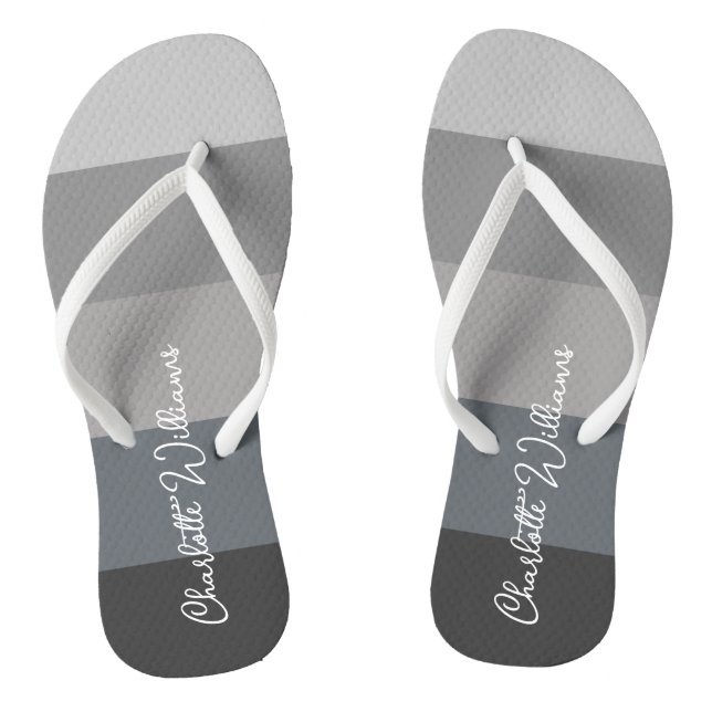 MONOCHROME GREY COLOR STRIPE LINE PATTERN NAME  FLIP FLOPS (Footbed)