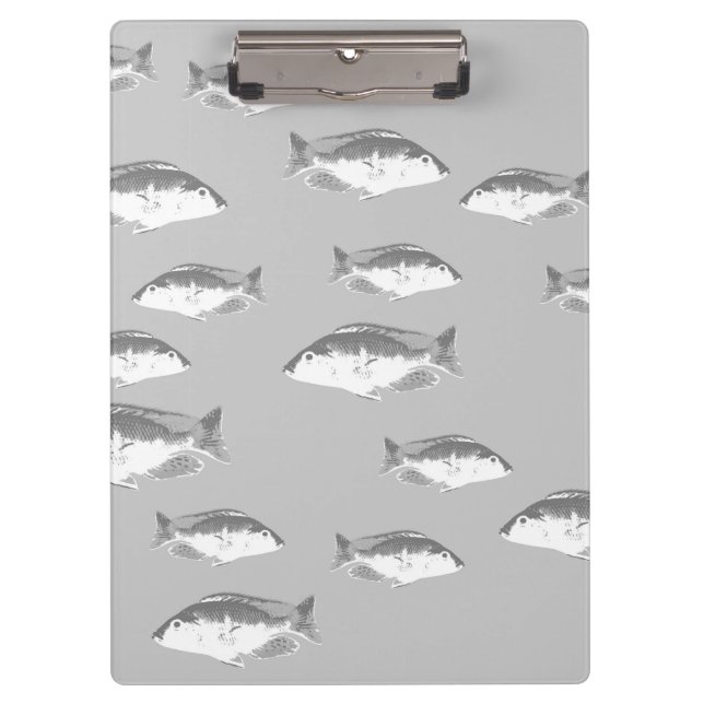 Monochrome grey fish clipboard (Front)