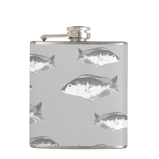 Monochrome grey fish flask (Front)
