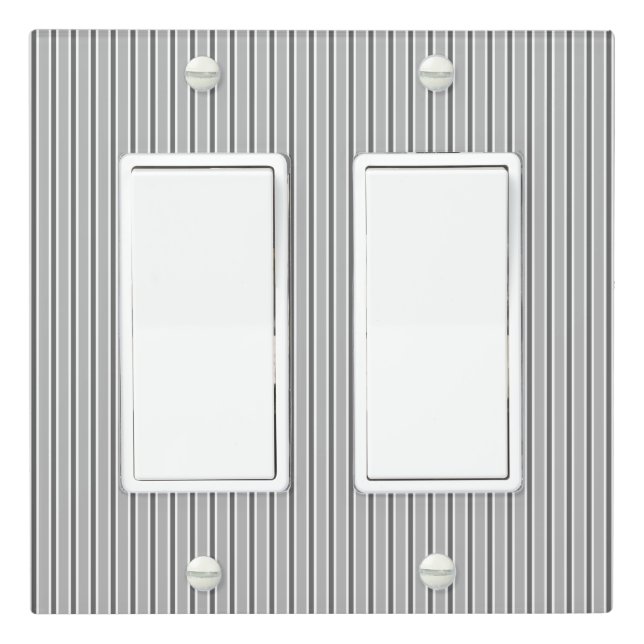 Monochrome Grey Stripe Design - Light Switch Cover (In Situ)
