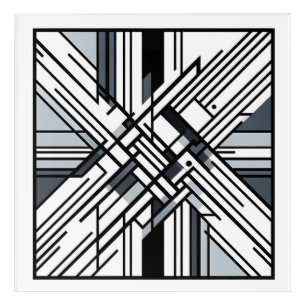 Monochrome Grid X – Abstract Geometric Line Art