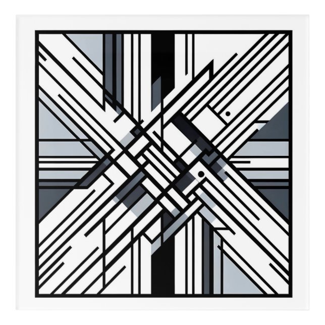 Monochrome Grid X – Abstract Geometric Line Art (Front)