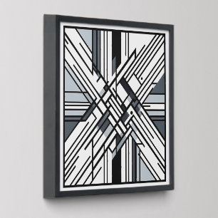 Monochrome Grid X – Abstract Geometric Line Art Peel And Stick Photo Tile