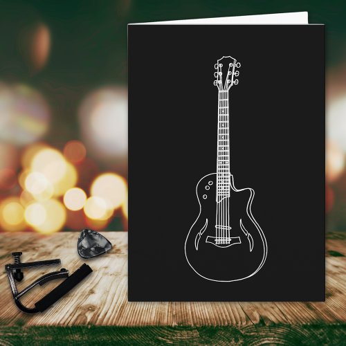 Monochrome Guitar Simple Drawing Birthday Card