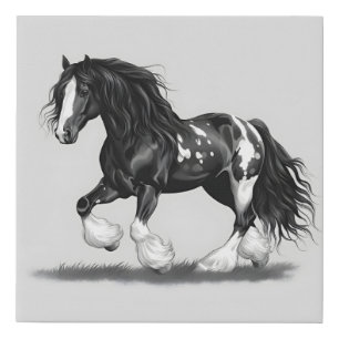 Monochrome Gypsy Vanner Horse Faux Canvas Print