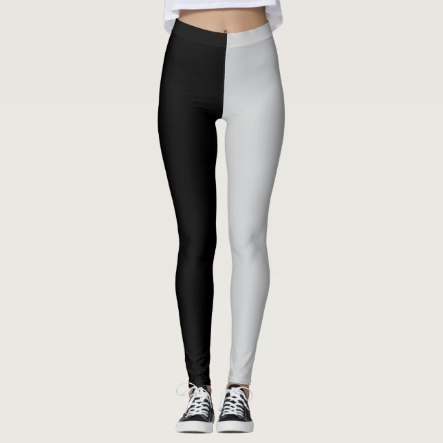 Monochrome Half Black Half Dark Grey  Leggings (Front)