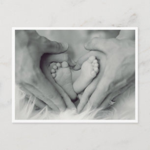 Monochrome Heart Baby Feet Newborn Love Photograph Postcard