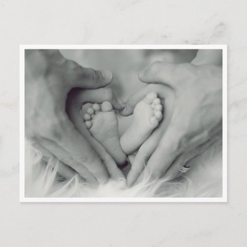 Monochrome Heart Baby Feet Newborn Love Photograph Postcard