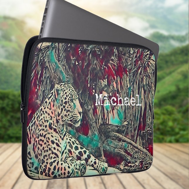 Monochrome Jungle Cat Laptop Sleeve (Creator Uploaded)