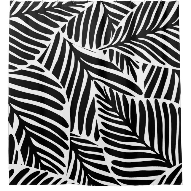 Monochrome Jungle Geometric Seamless Pattern Shower Curtain (Front)
