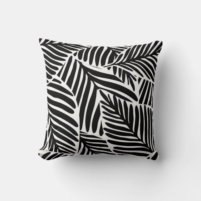 Monochrome Jungle Geometric Seamless Pattern Throw Pillow (Front)
