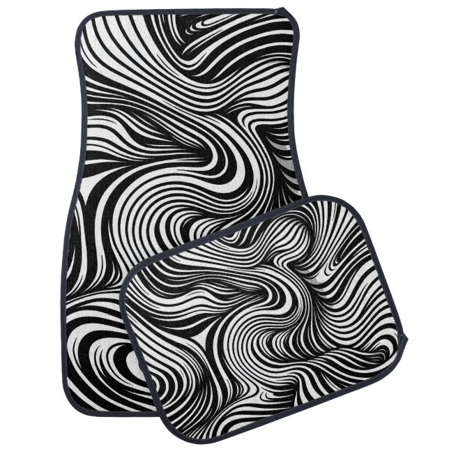 Monochrome Kaleidoscope Car Floor Mat (Set)