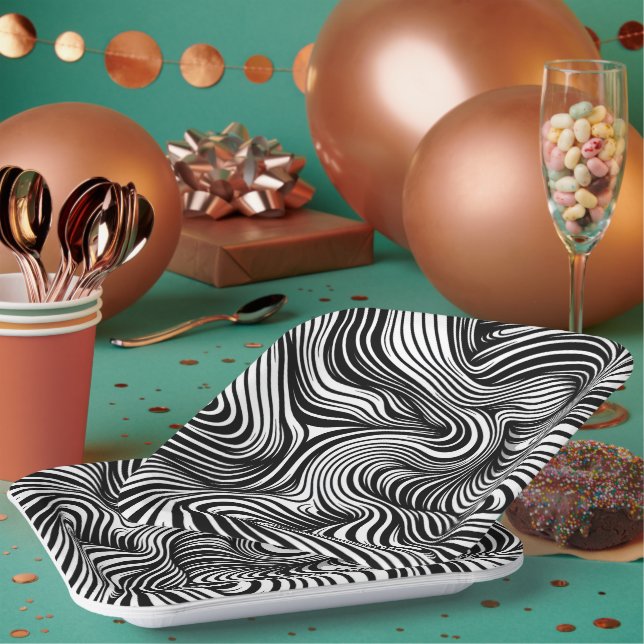 Monochrome Kaleidoscope Paper Plates (Multi)