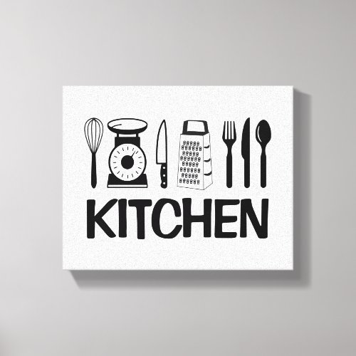 Monochrome KITCHEN Kitchen Clip Art Design _ Canvas Print