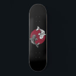 Monochrome Koi Carps on Red Circle Skateboard<br><div class="desc">decorative artwork of two monochromatic koi carps circling each other on a red circle on a black skateboard.</div>