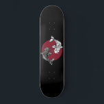 Monochrome Koi Carps on Red Circle Skateboard<br><div class="desc">decorative artwork of two monochromatic koi carps circling each other on a red circle on a black skateboard.</div>