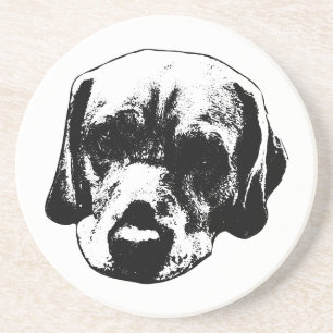  Monochrome Labrador Close‑Up Coaster