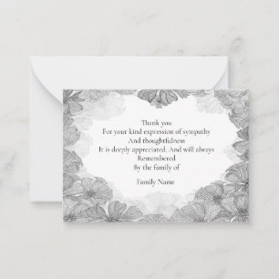 Monochrome Leaf Thank You Note Card