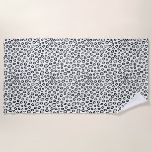 Monochrome Leopard Animal Spots Safari Vacation Beach Towel