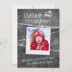 Monochrome Lighten Up! Christmas Holiday Card