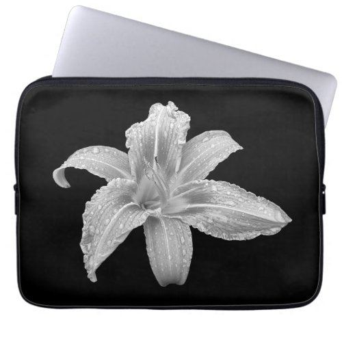 Monochrome Lilly after the rain Laptop Sleeve