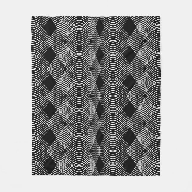 Monochrome Lines: Textured Abstract Design Fleece Blanket (Front)