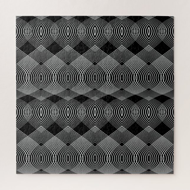 Monochrome Lines: Textured Abstract Design Jigsaw Puzzle (Vertical)