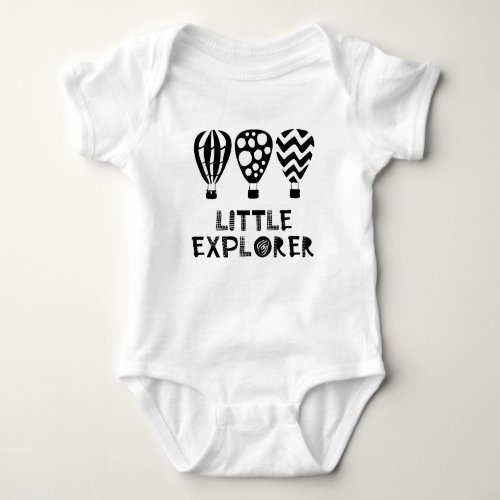 Monochrome Little Explorer Design Baby Bodysuit 